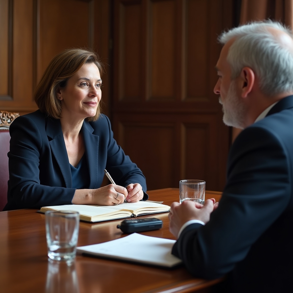 Zwei Personen im Gespräch während eines Dokumentationsinterviews für das Karrierearchiv